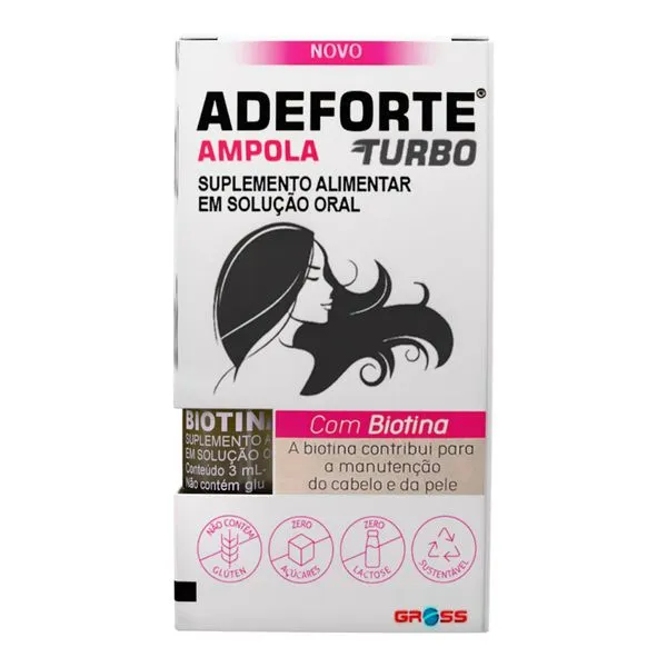 Suplemento Alimentar Adeforte Turbo 1 Ampola Adeforte + 1 Ampola de Biotina c/ 3ml cada