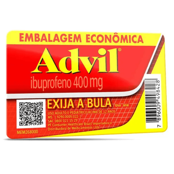 Advil Extra Alívio Blíster 400mg com 8 capsulas Líquidas Advil Extra Alivio Ibuprofeno 400mg 8 cápsulas