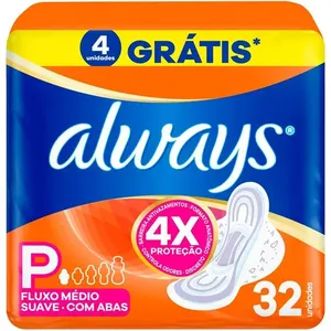 Absorvente Always Tamanho P Suave 32 Unidades