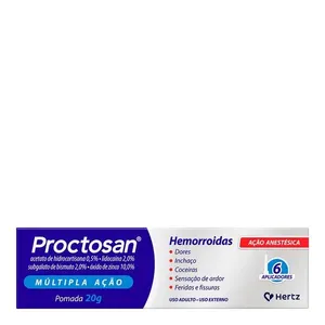 Anti-Hemorroidal, Anestésico e Analgésico Proctosan 25mg/g + 2,5mg/g + 0,5mg/g 20g + 6 Aplicadores
