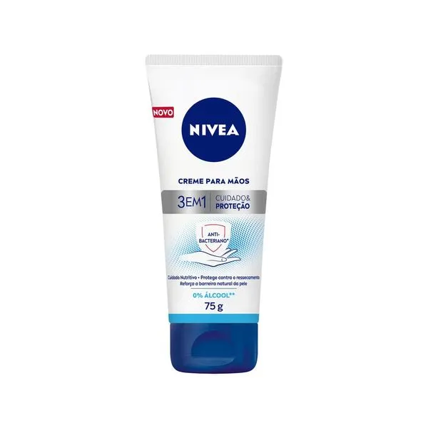 Creme para as Mãos Nivea 3 em 1 Cuidado e Proteção Antibacteriana 75g