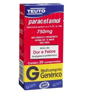 Paracetamol 750mg 20 Comprimidos Teuto
