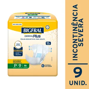 Fralda Geriátrica Descartável Bigfral Derma Plus Incontinência Urinária Severa P 9 Unidades