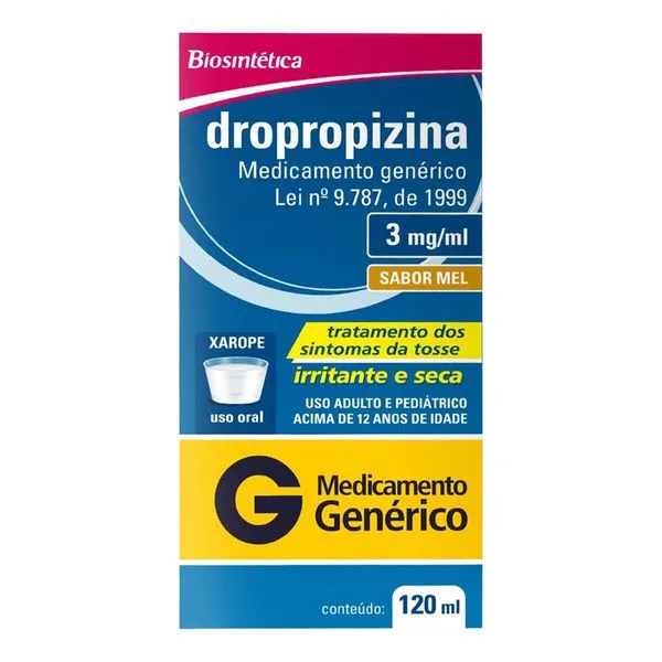Antitussígeno Dropropizina 3,0mg/ml Genérico Biosintética 120ml Xarope