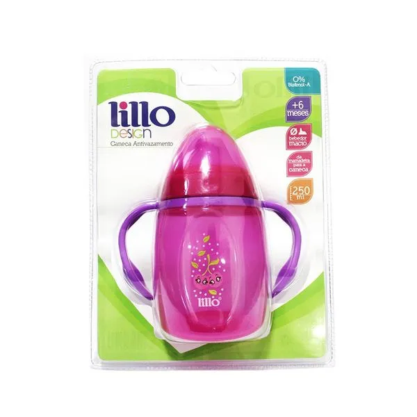 Caneca Infantil Lillo Design Antivazamento +6 Meses Rosa 250ml
