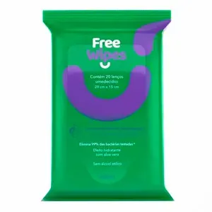 Lenço Umedecido Free Wipes Antisséptico 20 Unidades