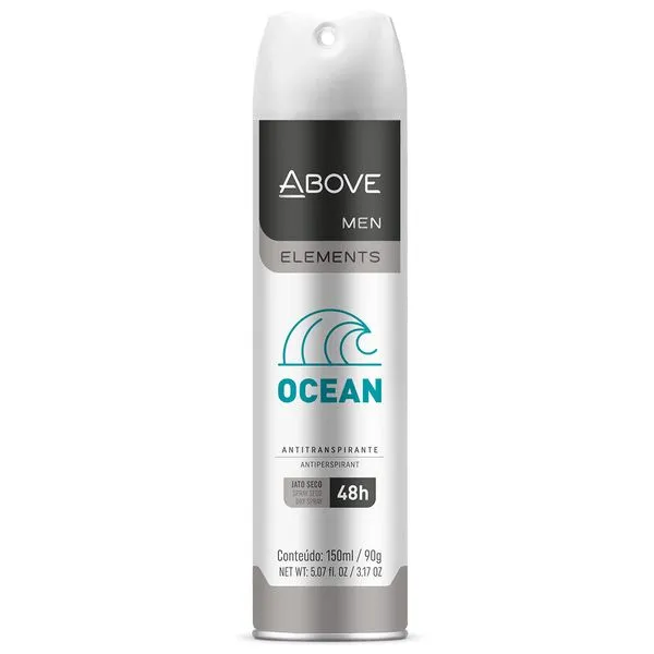 Desodorante Antitranspirante Above Men Elements Ocean 48h Aerossol Jato Seco 150ml
