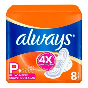Absorvente Always Tamanho P Suave 8 Unidades
