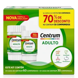 Kit Multivitamínico Centrum Adulto Vitaminas de A a Z 30 + 60 Comprimidos