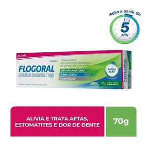 Creme Dental Flogoral Analgésico Sem Açúcar Sabor Menta 70g