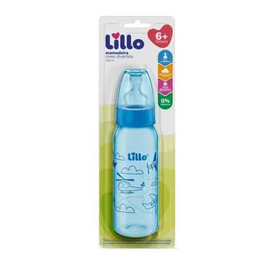 Mamadeira Azul Divertida Bico Silicone 240ml Tam.2 - Lillo
