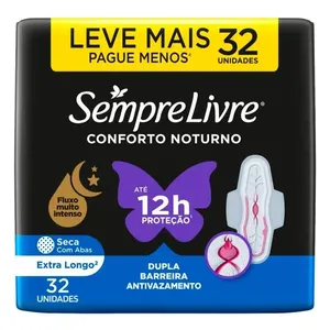 Absorvente Nortuno Sempre Livre Conforto Noturno Seca 32 Unidades