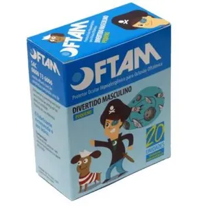 Protetor Ocular Oftam Pequeno Divertido Masculino 20 unidades