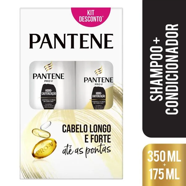 Kit Shampoo Pantene Pro-V Hidro Cauterização 350ml 1 Unidade + Condicionador Pantene Pro-V Hidro-Cauterização 175ml 1 Unidade