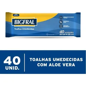 Toalha Umedecida Bigfral Fragrância Suave 40 Unidades