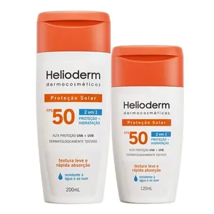Kit Protetor Solar Corporal Helioderm Suncare FPS50 200ml + 150ml Kit Protetor Solar Corporal Helioderm Suncare FPS50 200ml + 120ml