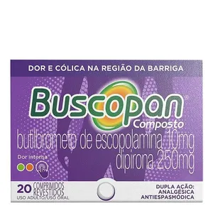 Analgésico e Antiespasmódico Buscopan Composto 10mg + 250mg 20 Comprimidos Revestido