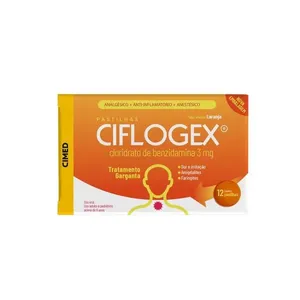Pastilha De Garganta Ciflogex 3mg Sabor Laranja 12 Pastilhas