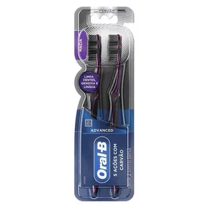 Escova Dental Oral-B 3D White 5 Ações com Carvão Macia 2 Unidades
