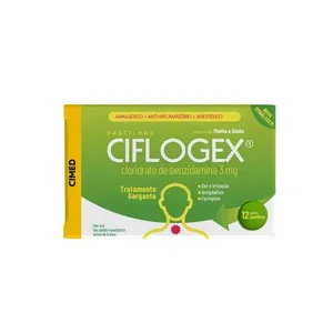 Pastilha De Garganta Ciflogex 3mg Sabor Menta e Limão 12 Pastilhas