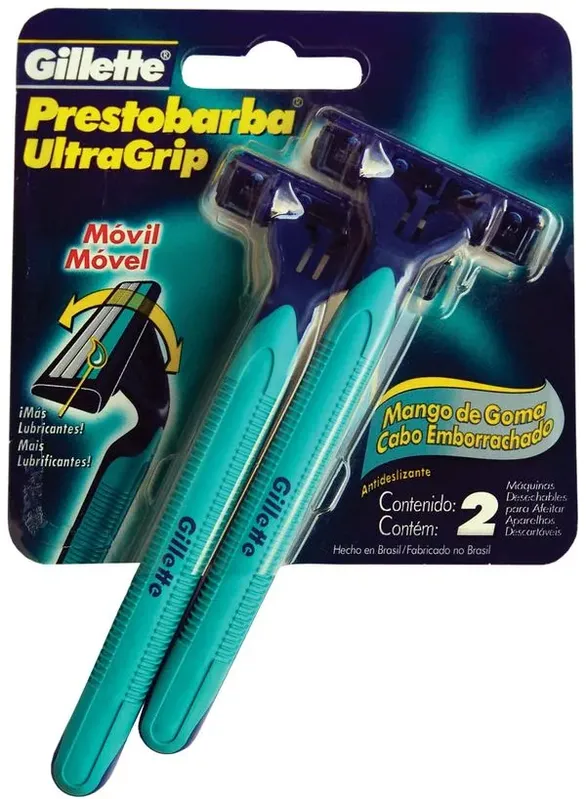 Aparelho de Barbear Descartável Gillette Prestobarba Ultragrip 2 Cabeça Móvel 2 Unidades