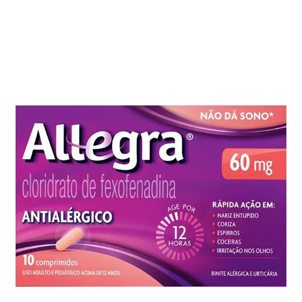 Antialérgico Allegra 60mg 10 Comprimidos Revestidos