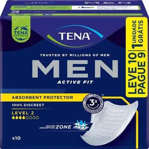 Protetor Masculino Tena Men Active Fit Incontinência Urinária Level 2 10 Unidades Leve 10 Pague 9