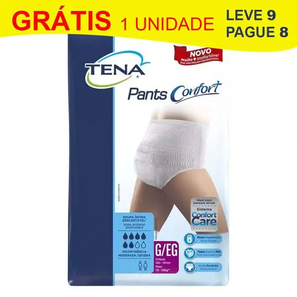 Roupa Íntima Tena Pants Confort G/EG Pague 8 Leve 9 Unidades