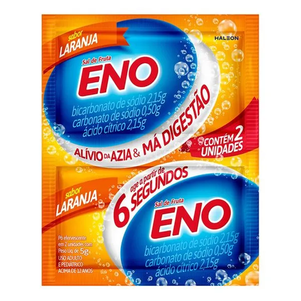 Antiácido Sal de Fruta Eno Sabor Laranja 2 Envelopes de 5g