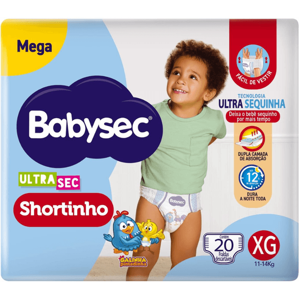 Fralda Babysec Ultra Shortinho Mega XG 20 Unidades