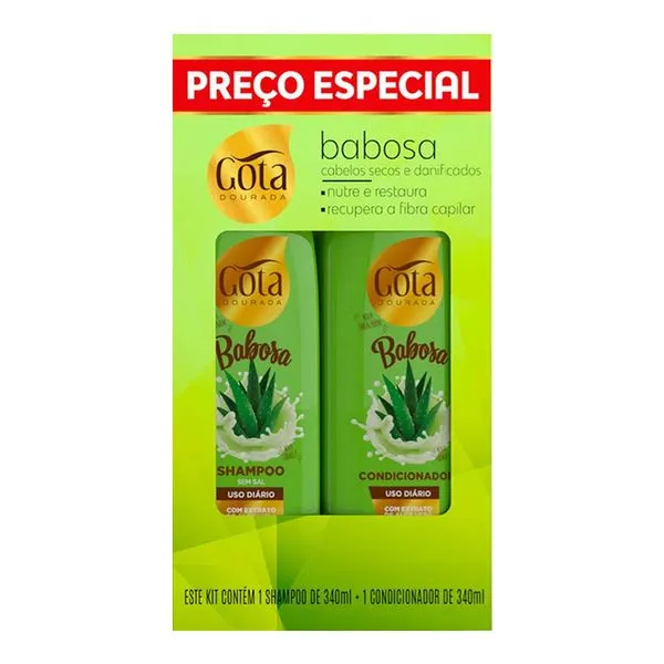Kit Shampoo Gota Dourada Babosa 340ml + Condicionador 340ml