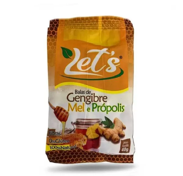 Balas De Gengibre Let's Mel com Propolis 40g