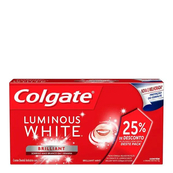 Kit Pasta de Dente para Clareamento Colgate Luminous White Brilliant Mint 70g 2 Unidades