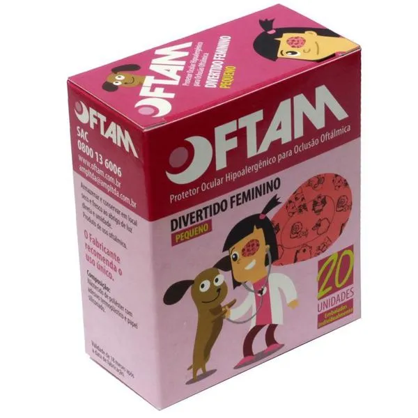 Protetor Ocular Oftam Divertido Feminino Pequeno 20 unidades
