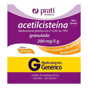 Expectorante Acetilcisteína 200mg/5g Genérico Prati-Donaduzzi 16 Envelopes de 5g Cada