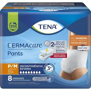 Roupa Íntima Descartável Tena Pants Dermacare Incontinência Urinária Severa P/M 8 Unidades