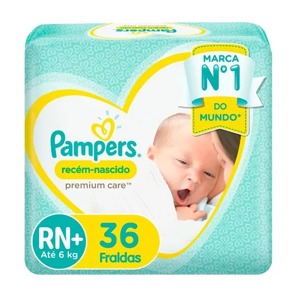 Fraldas Pampers Premium Care Recém-Nascido RN+ 36 Unidades