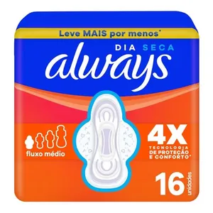 Absorvente Always Dia Seca com Abas 16 Unidades