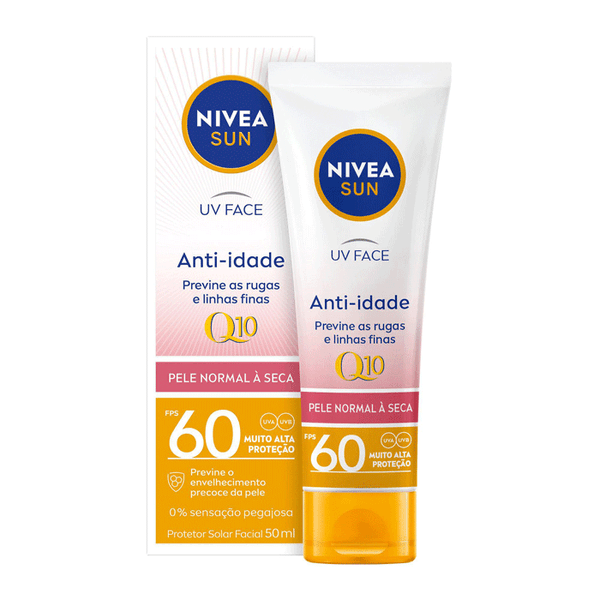 Protetor Solar Facial Nivea FPS 60 SUV Face Q10 Anti-Idade 50g