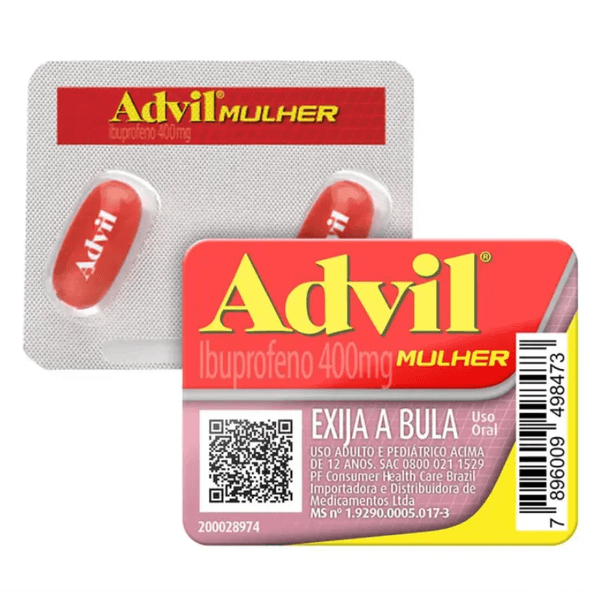 Advil Mulher 400mg com 2 capsulas Líquidas Advil Mulher Ibuprofeno 400mg 2 cápsulas Líquidas