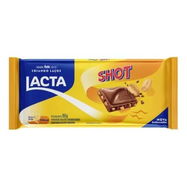 Tablete de Chocolate Shot Lacta 90g