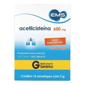 Expectorante Acetilcisteína 600mg/g Genérico EMS Sabor Laranja 16g