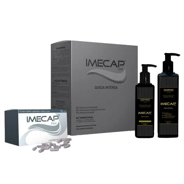 Kit Imecap Hair Queda Intensa Shampoo + Loção + 30 cápsulas