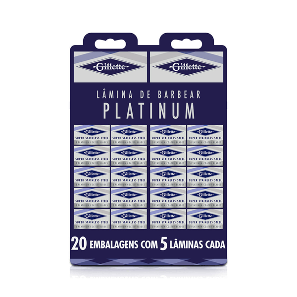 Lâmina de Barbear Gillette Platinum Duplo Fio com 5 Unidades