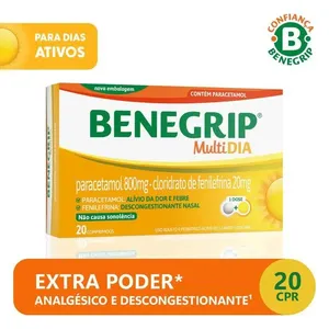 Benegrip Multi Dia Antigripal Analgésico e Descongestionante - Caixa 20 Comprimidos