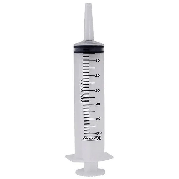 Seringa descartável sem agulha Injex bico cateter 60ml 1 unidade