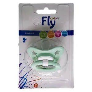 Chupeta Fly Colors Bico de Silicone Redondo Tamanho 2 Estrela Cores Sortidas