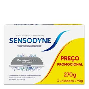 Kit Pasta de Dente Sensodyne Branqueador Extra Fresh 3 Unidades de 90g
