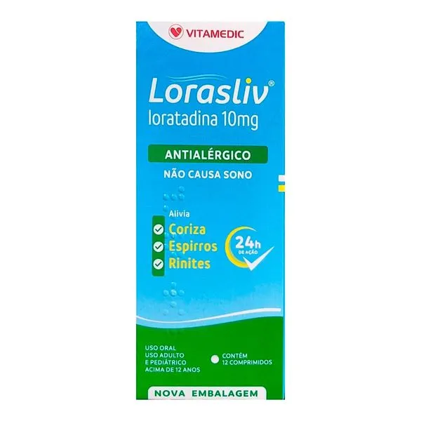 Antialérgico Lorasliv 10mg Vitamedic 12 Comprimidos