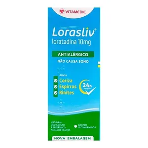 Antialérgico Lorasliv 10mg Vitamedic 12 Comprimidos